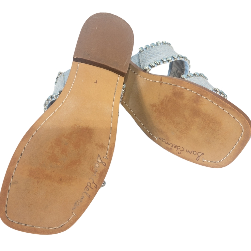 Sam Edelman Hopie Rhinestone Slide Sandals Riviera Blue 8 - Picture 6 of 6
